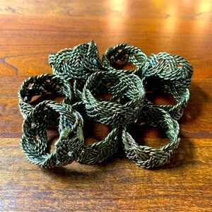 Set of 11 Braided Twisted Brass Wire Napkin Rings